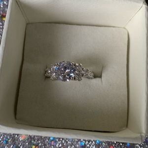 10kt White Gold Simulated Diamond Engagement Ring